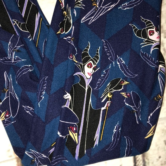 LULAROE DISNEY MALLIFICIENT KIDS LEGGINGS SM/MD π - Picture 2 of 2